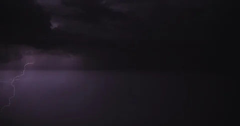 Stormy sky with lightning flashing and thunder. Night thunderstorm clouds. Stock Footage
