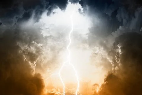 Stormy sky with lightning Stock Illustration