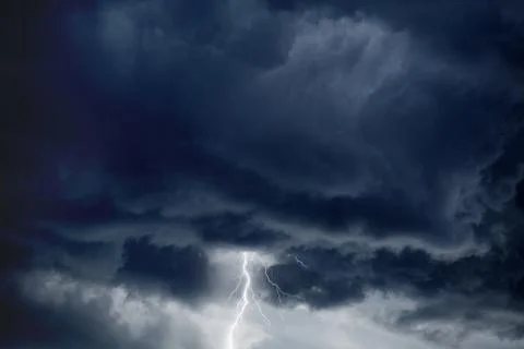 Stormy sky, lightning Stock Photos