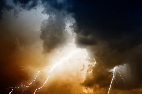 Stormy sky with lightnings Stock Illustration