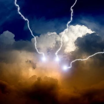 Stormy sky with lightnings Stock Illustration