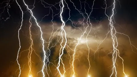 Stormy sky with lightnings Stock Illustration