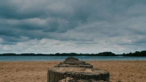 Stormy sky  over beach.  Thunder clouds. 스톡 동영상 111974110
