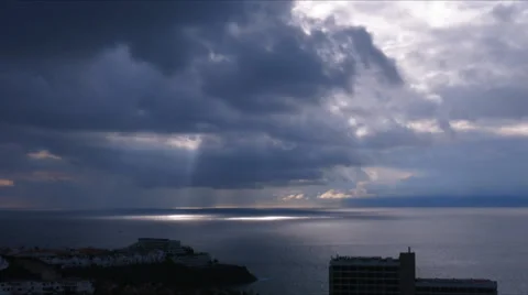 Stormy sky over the ocean time lapse Stock Footage 34314292