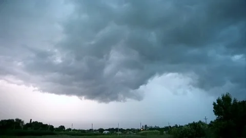 Stormy sky over the province. Ranch. Country farm. Storm and rain. Stock Footage