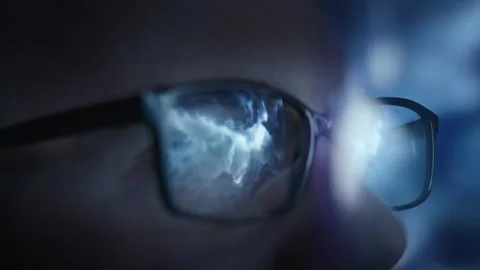 Stormy Sky Reflection In Eyeglasses Artistic Moody Dramatic Storm Clouds Vision Stock Footage 297322774