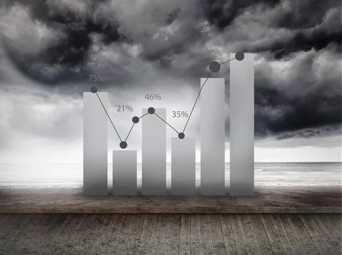 Stormy sky on wall with statistic Stock Photos
