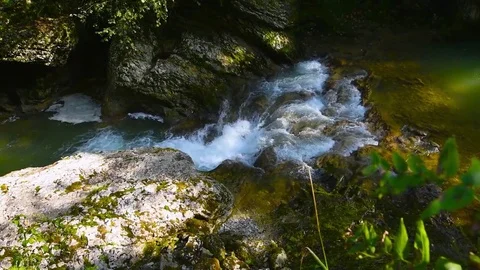 Stormy stream of the mountain river Stock Footage 80091828