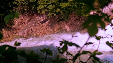 Stormy stream of water with splash from a waterfall at a hydroelectric stat.. Stock Footage 234982470