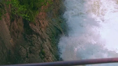 Stormy stream of water with splash from a waterfall at a hydroelectric stat.. Stock Footage 234982760
