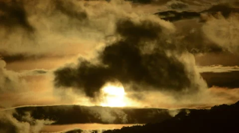 Stormy sunset time lapse with cloud and sun silhouettes HD 1080 version Stock Footage 40541024