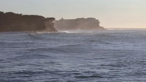 Stormy surface of Pacific ocean from Bronte beach waterfront in Sydney – 4k. Stock Footage 137393130