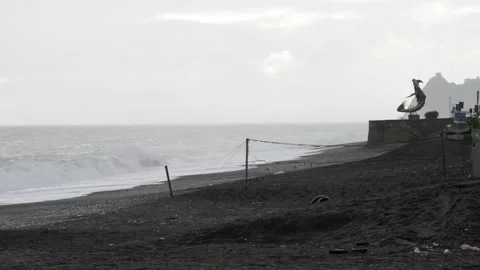 Stormy time at the beach Stock Footage 143964006