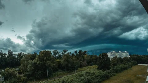 Stormy Timelapse with Dramatic Clouds over City Landscape Stock Footage 291737581