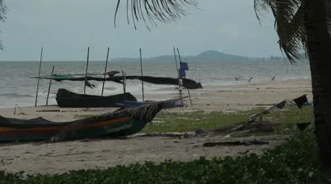 Stormy Tropical beach Stock Footage 10768935