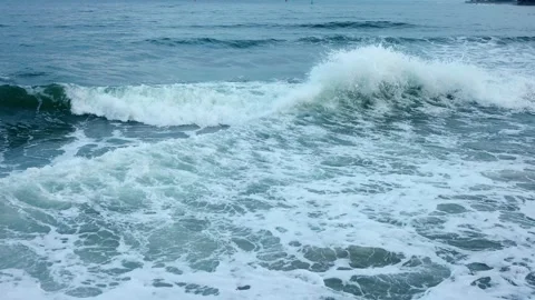 Stormy Turquoise Surf Exploding Into Spray On Rugged Shore Stock Footage 322055948