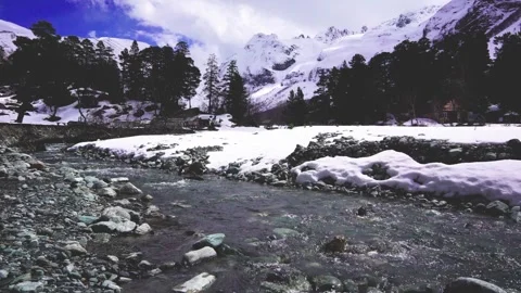 Stormy water on a mountain river Stock Footage 259155728