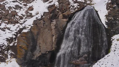 Stormy Waterfall Devichyi Kosy in the North Caucasus Mountains of Russia Video stock 320855953