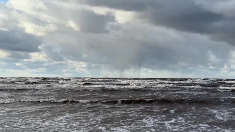 Stormy waves and dramatic sky at the beach Stock Footage 277622448