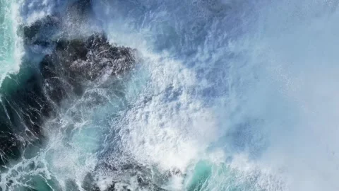Stormy Waves Crashing Onto White Surface Of Rocky Shore Stock Footage 287742256