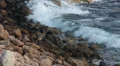 Stormy waves of Mediterranean breaking on rocks of Cyprus HD Footage