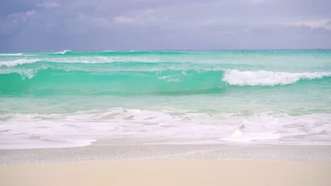 Stormy waves of turquoise Mediterranean sea at El Alamein in north coast Egypt Stock Footage