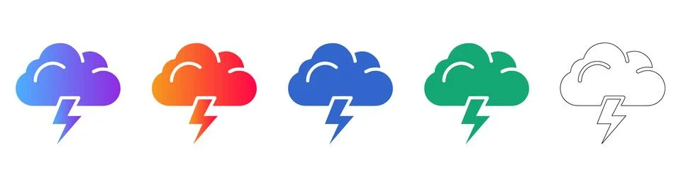 Stormy Weather Cloud Icon Set Stock Illustration