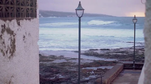 Stormy weather on the ocean at sunset 스톡 동영상 84867201
