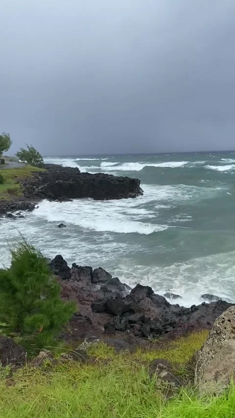 Stormy weather sea shore in Easter Island 스톡 동영상 342842184