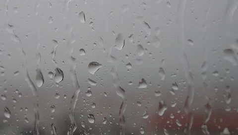 Stormy weather, thunder and lightning in the sky, rain drops on window Stock Footage 160096800