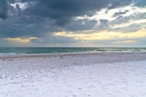 Stormy white beach Stock Photos
