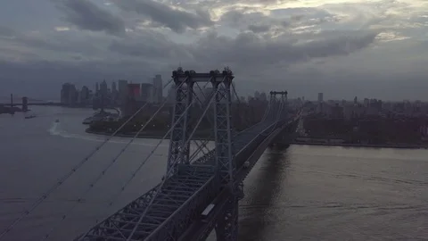 Stormy Williamsburg Bridge Stock Footage 75549057