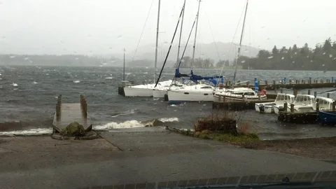 Stormy Winds Batter Yachts Stock Footage 119723864
