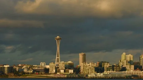 Stormy winter sunset Seattle - Timelapse Stock Footage 73210667