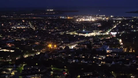 Stornoway aerial night Stock Footage 257013365