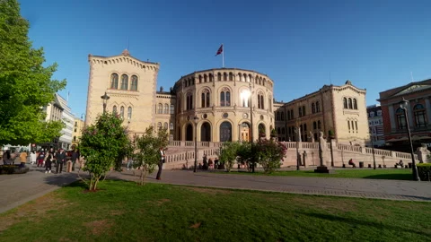 Stortinget Parliament Oslo Norway Stock-Footage 317623544