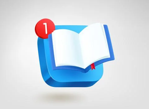 Story app. 3d vector mobile application icon with notification Stock-Illustration