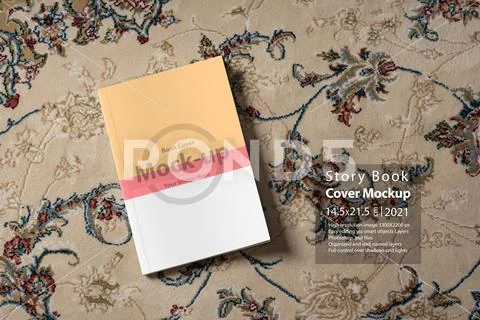 A story book on a carpet with beautiful pattern mock-up series PSD 模板