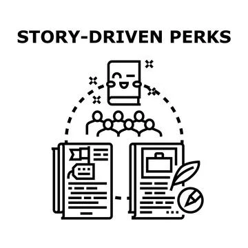 Story driven perks concept of engaging benefits Stock Illustration