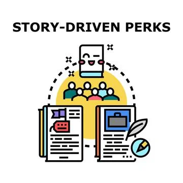 Story driven perks concept of engaging benefits Stock Illustration