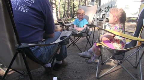 Story telling while camping Stock Footage 25592038