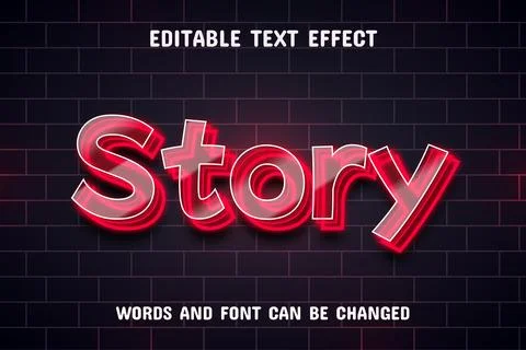 Story text - neon text effect Stock Illustration