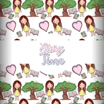 Story time books background pattern Illustrazione stock