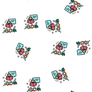 Story time in children library vector seamless pattern 스톡 일러스트