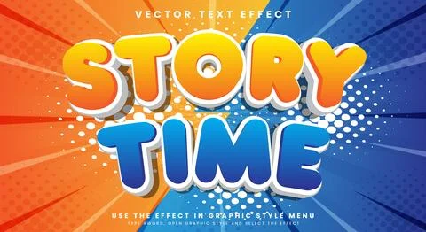 Story Time Comic Style 3d editable text effect Illustrazione stock