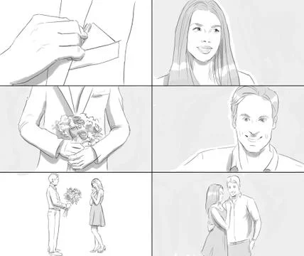 Storyboard about a date Stock Illustration