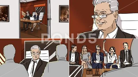 Storyboard about job interview Stock Illustration