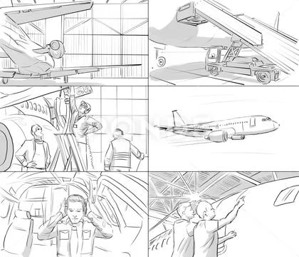 Storyboard with airplane Stock Illustration