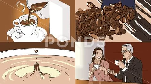 Storyboard with coffe and beans Stock Illustration