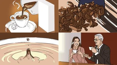 Storyboard with coffe and beans Stock Illustration
